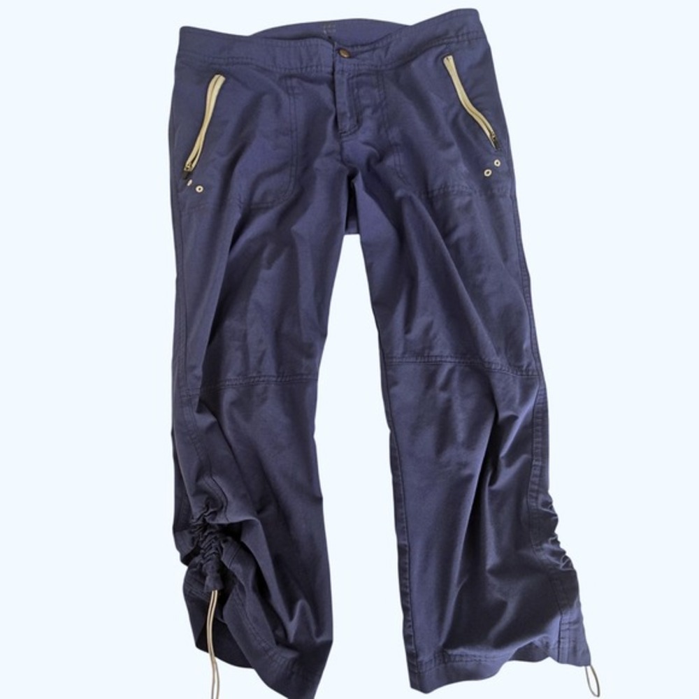 Title‎ Nine Navy Blue Capri Pants Cargo Zip Pockets Drawstring Women's Size 6